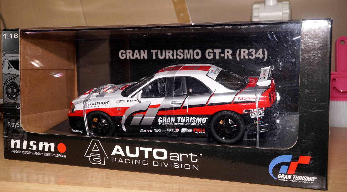 AUTOart 1/18 Gran Turismo NISMO GT-R R34 Display Case Collectible 13+ Used