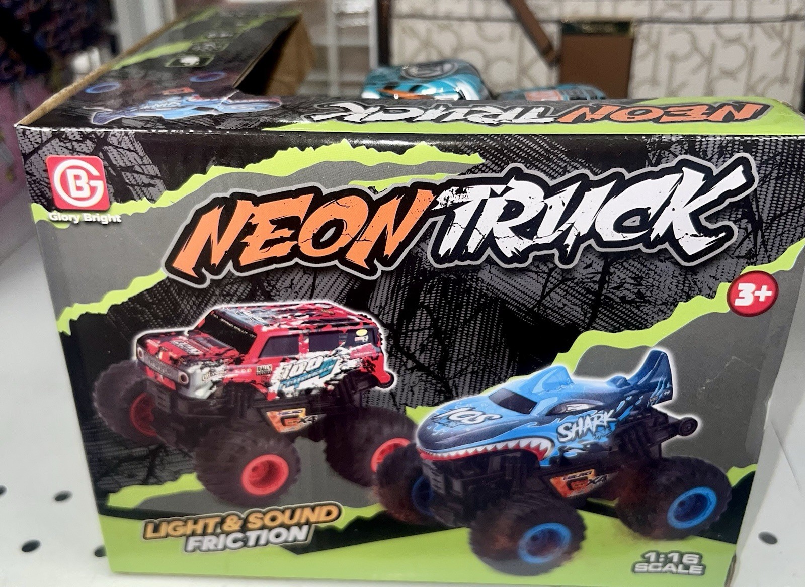 Glory Bright Neon Truck Monster Truck 1:16 Scale Light & Sound Blue Orange