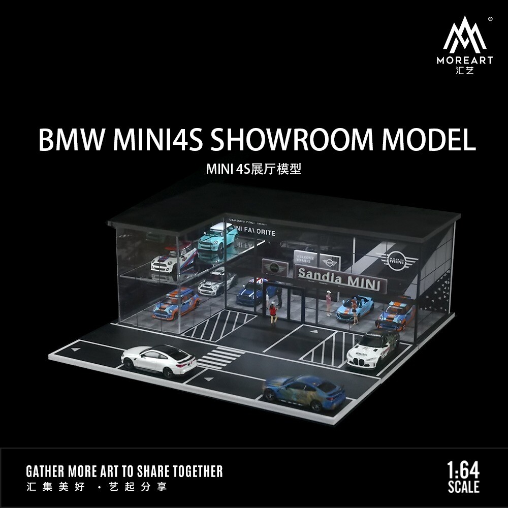 1/64 Diorama Parking Lot Model LED Lighting Car Garage Scene Building Model US