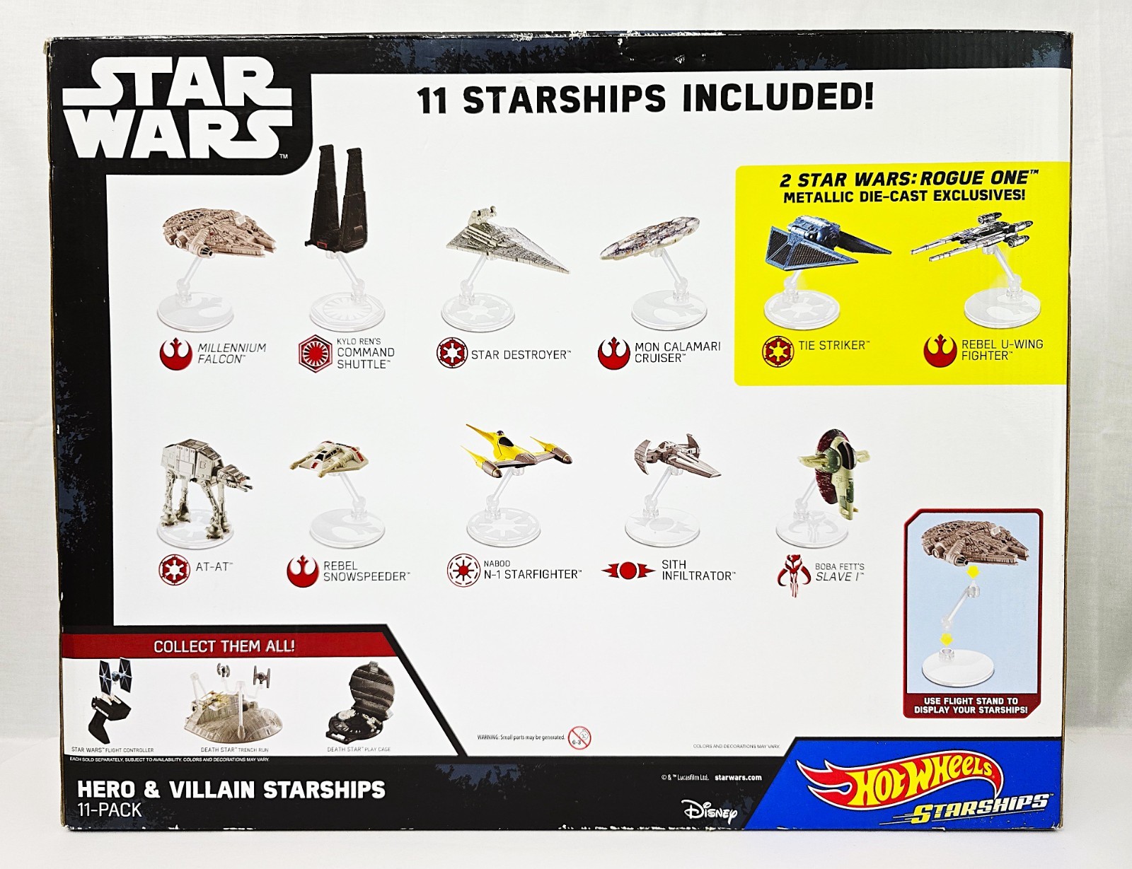 Hot Wheels Star Wars Hero and Villain Starships 11 pack with 2 exclusive ships