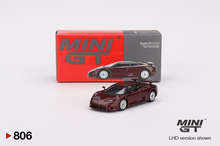 2024 Mini-GT Overseas Edition: BUGATTI EB110 GT Dark Red Metallic #MGT00806-L
