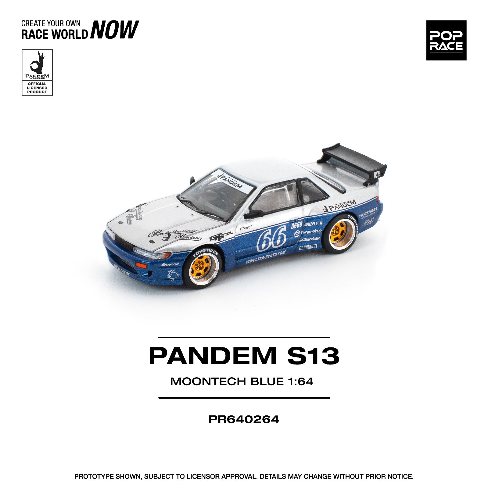 Pop Race Nissan Pandem Nissan Silvia S13 – Moontech Blue 1:64 Diecast PR640264