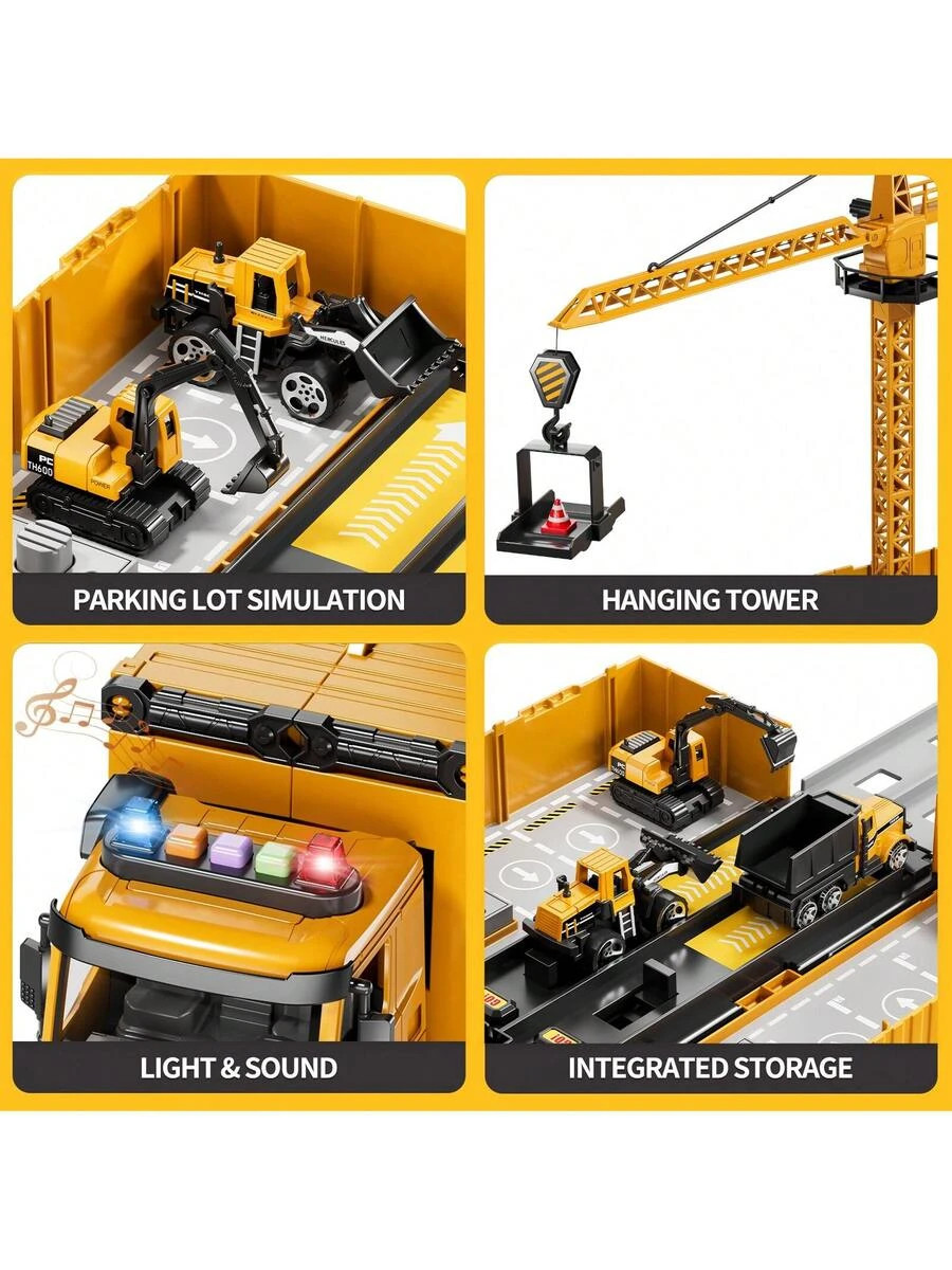 Kids Construction Truck Toys 3-8 Years, Carrier Crane Light Sound
