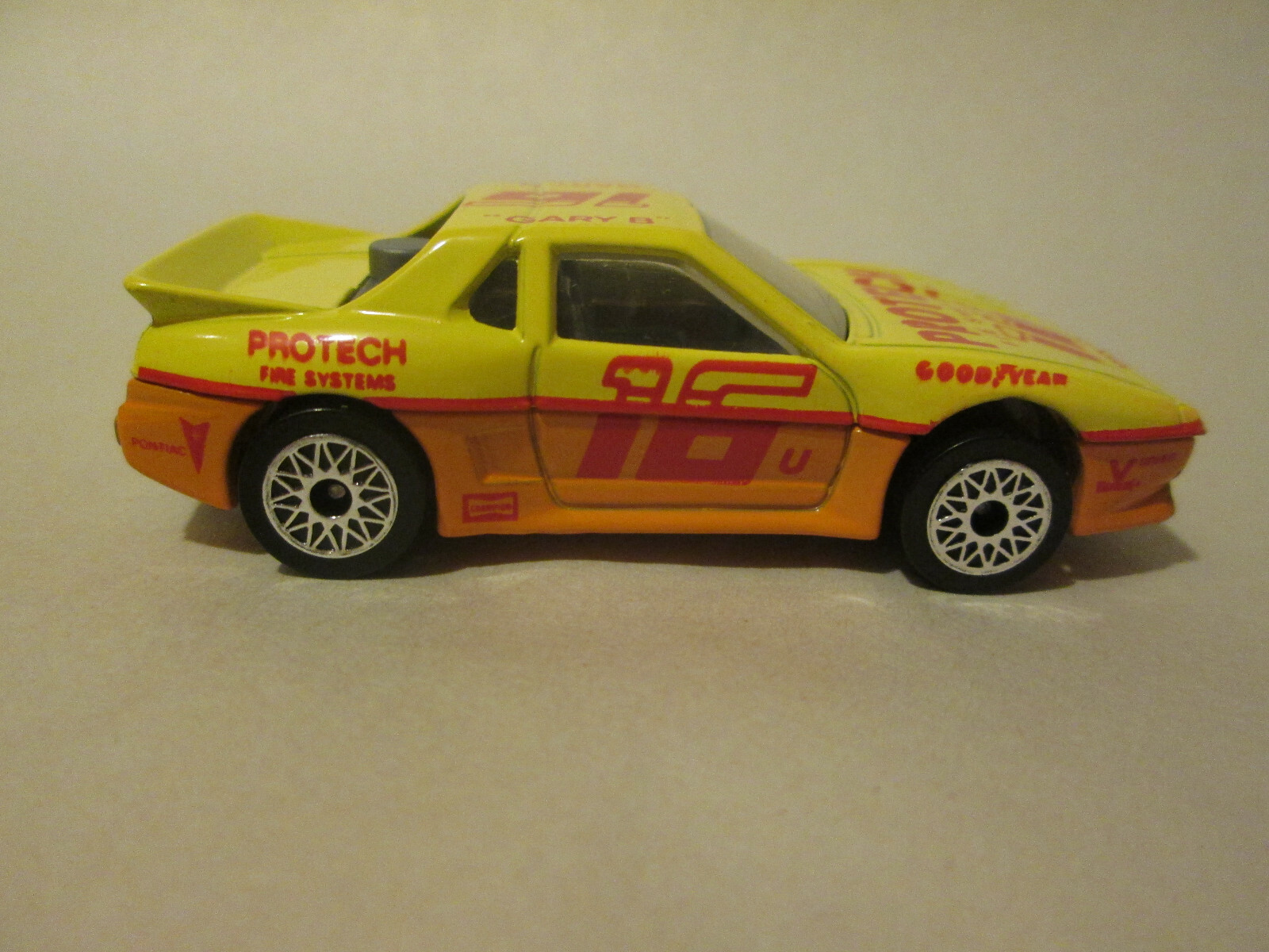 1985 Matchbox Pontiac Fiero Stock Car #2 Protech Fire Systems Gary B #16 Mint