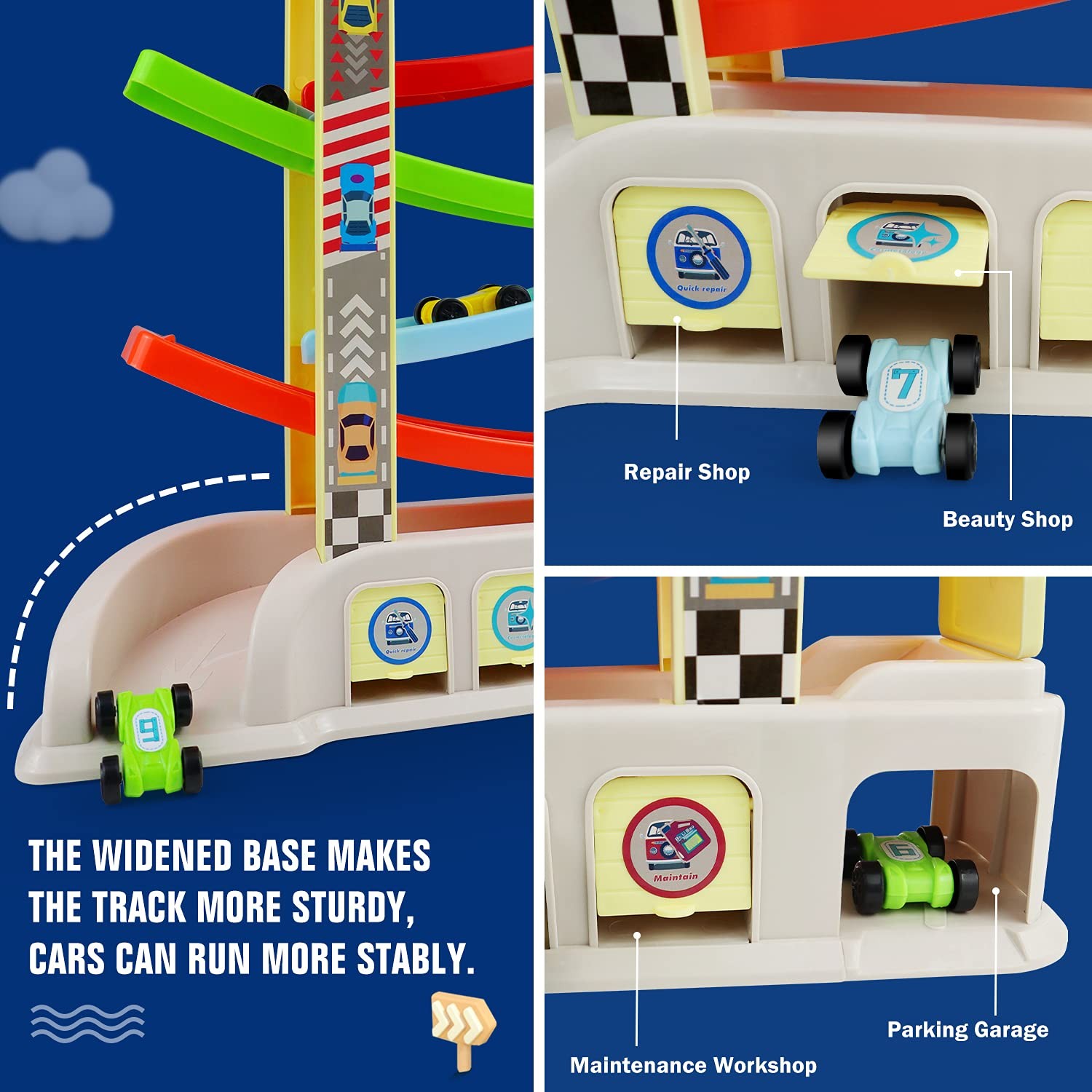 Montessori Toys for 2 3 Year Old Boys Toddlers, Car Ramp Toys with 6 Cars & R…
