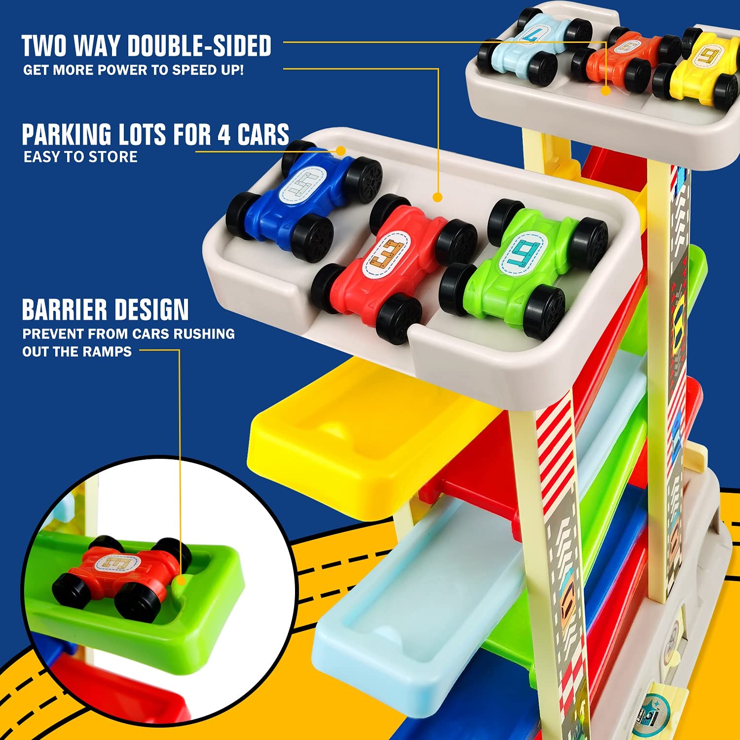 Montessori Toys for 2 3 Year Old Boys Toddlers, Car Ramp Toys with 6 Cars & R…