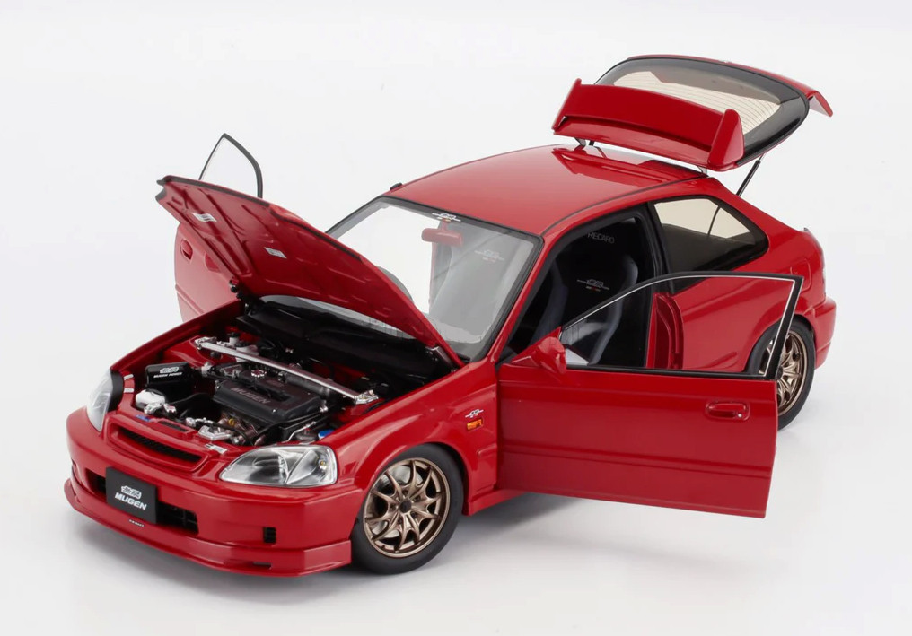 1/18 MOTORHELIX Honda CIVIC Type R EK9 MUGEN POWER Red Diecast Model Car