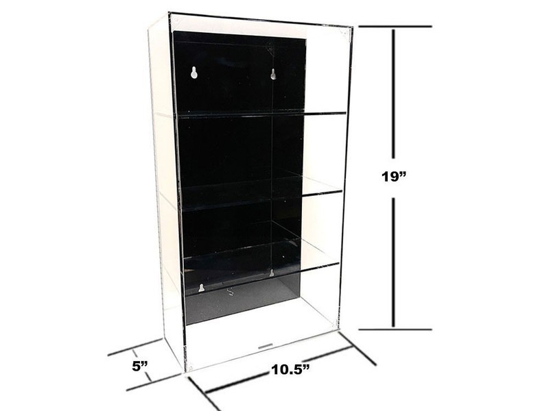 SHOWCASE 4 CAR DISPLAY CASE WALL MOUNT BLACK PANEL FOR 1/24-1/25 SCALE MJ1019BK