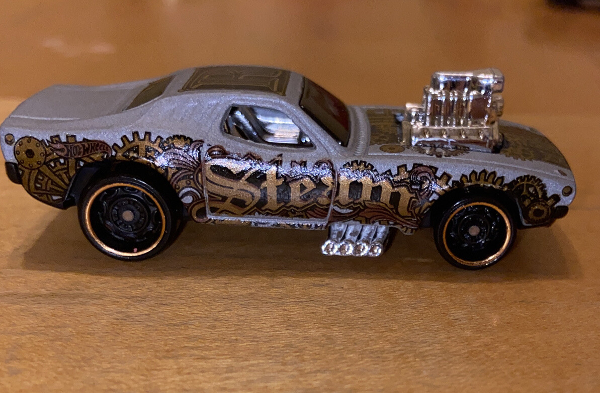 Hot Wheels 2015 Rodger Dodger Rare Steam Punk Flat Silver Gold Rims Original Car