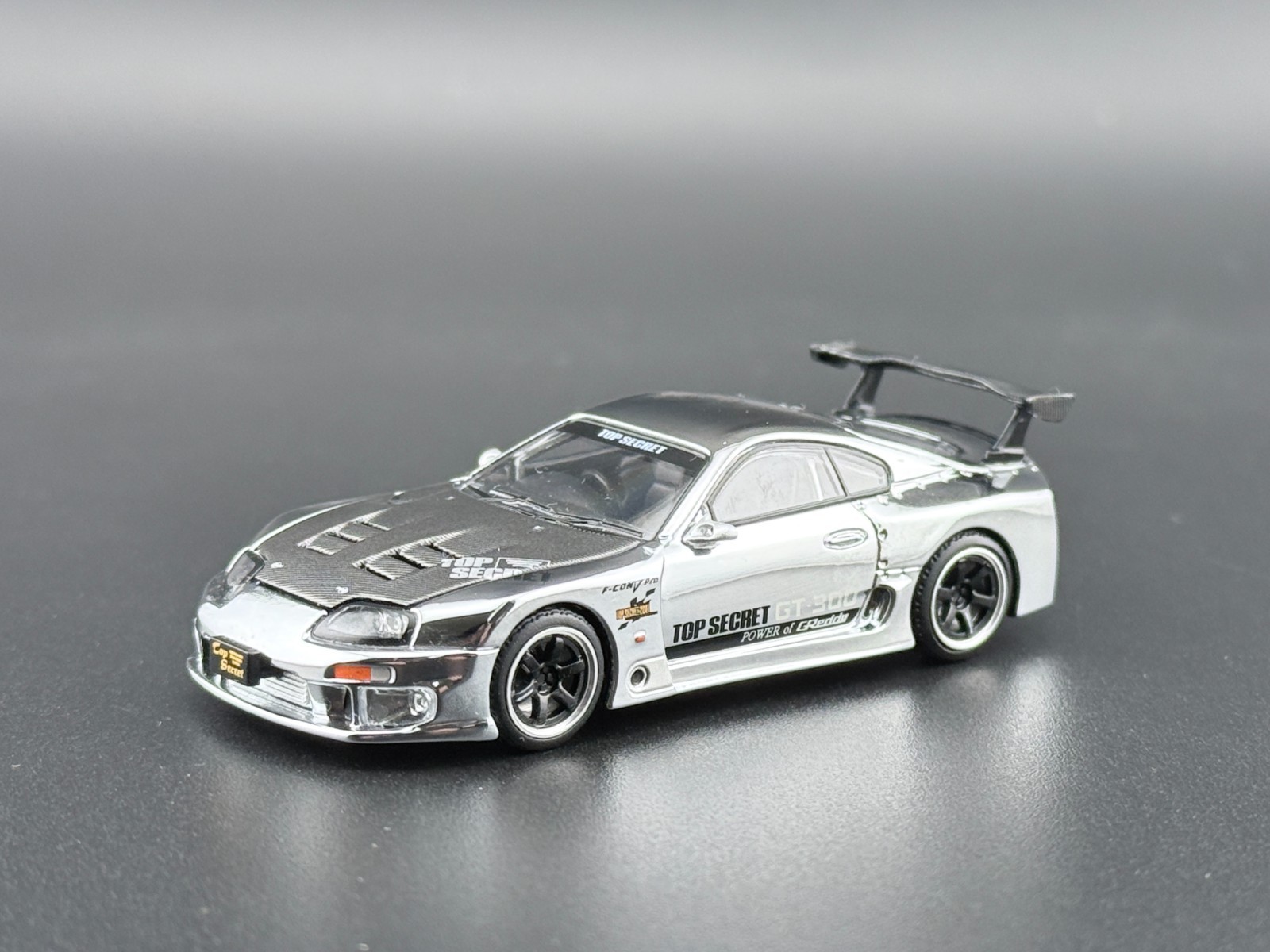 Pop Race Top Secret GT300 Supra Silver Chrome PR640325 1/64