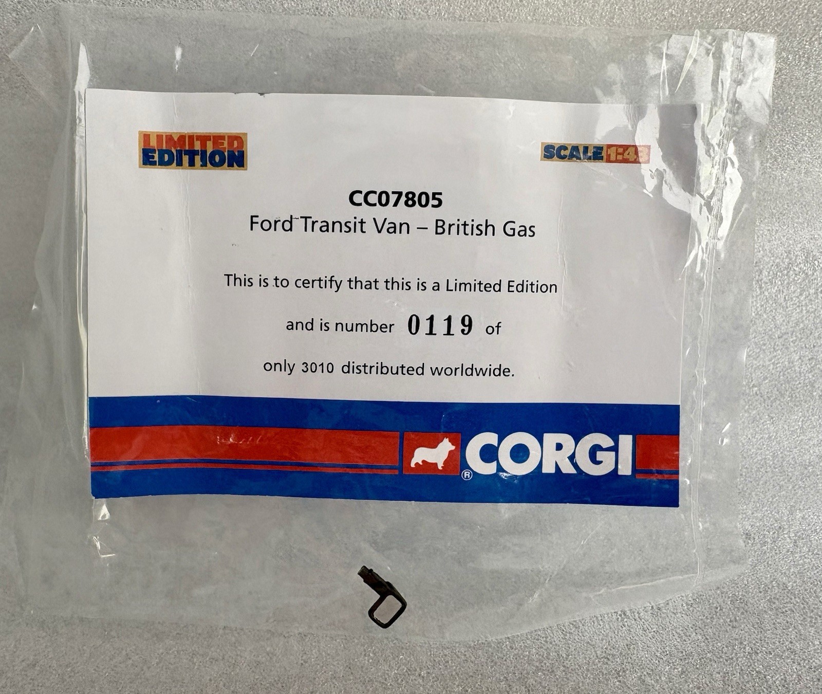 ‘British Gas’ Ford Transit Van – 1:43 Corgi Limited w/ Certificate CC07805 Truck