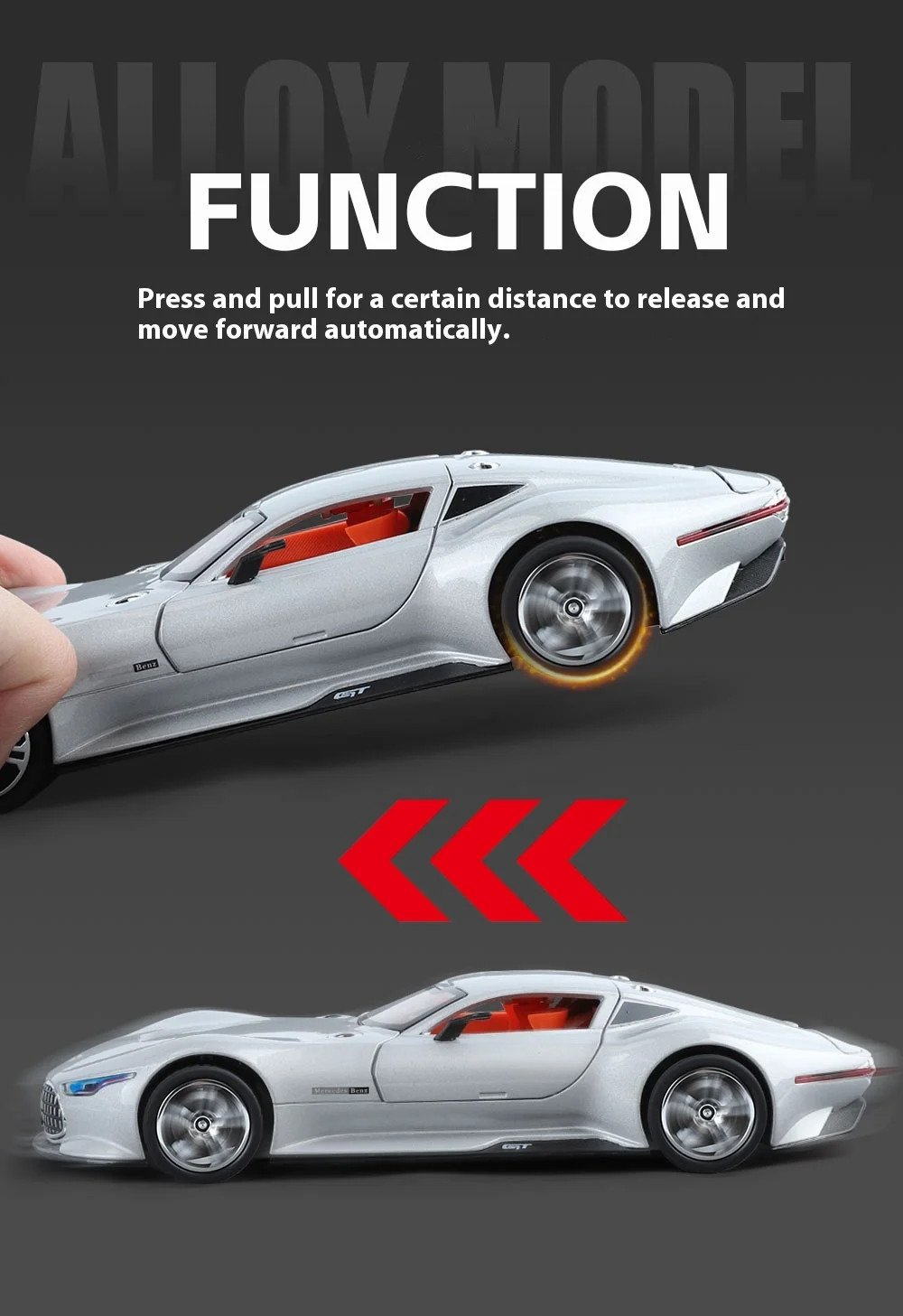 1: 24 Mercedes-Benz AMG alloy model car with sound and light sports car model