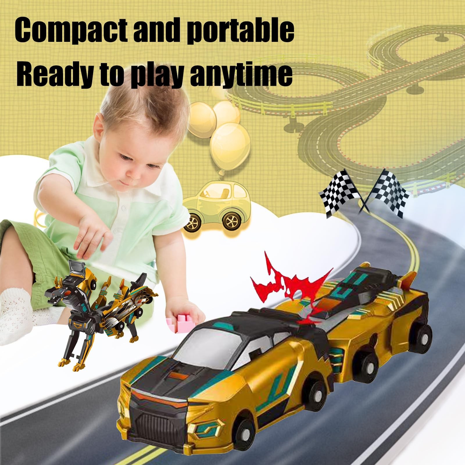 Transforming Dinosaur Toys 2-in-1 Magnetic Cars for Kids Age 2-12 Gift