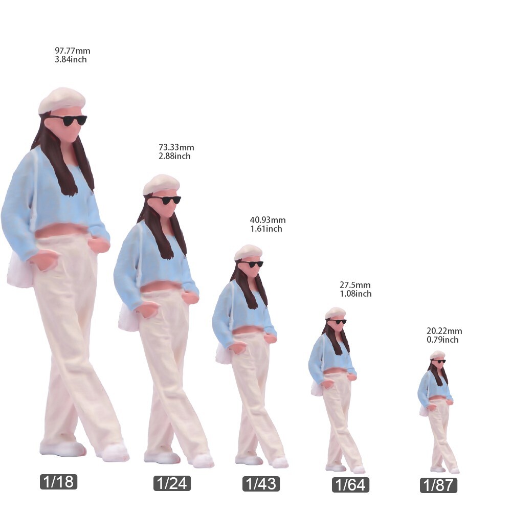 Resin 1/18 1/24 1/43 1/64 1/87 White Beret Girl painted Mini Figure Model Toys