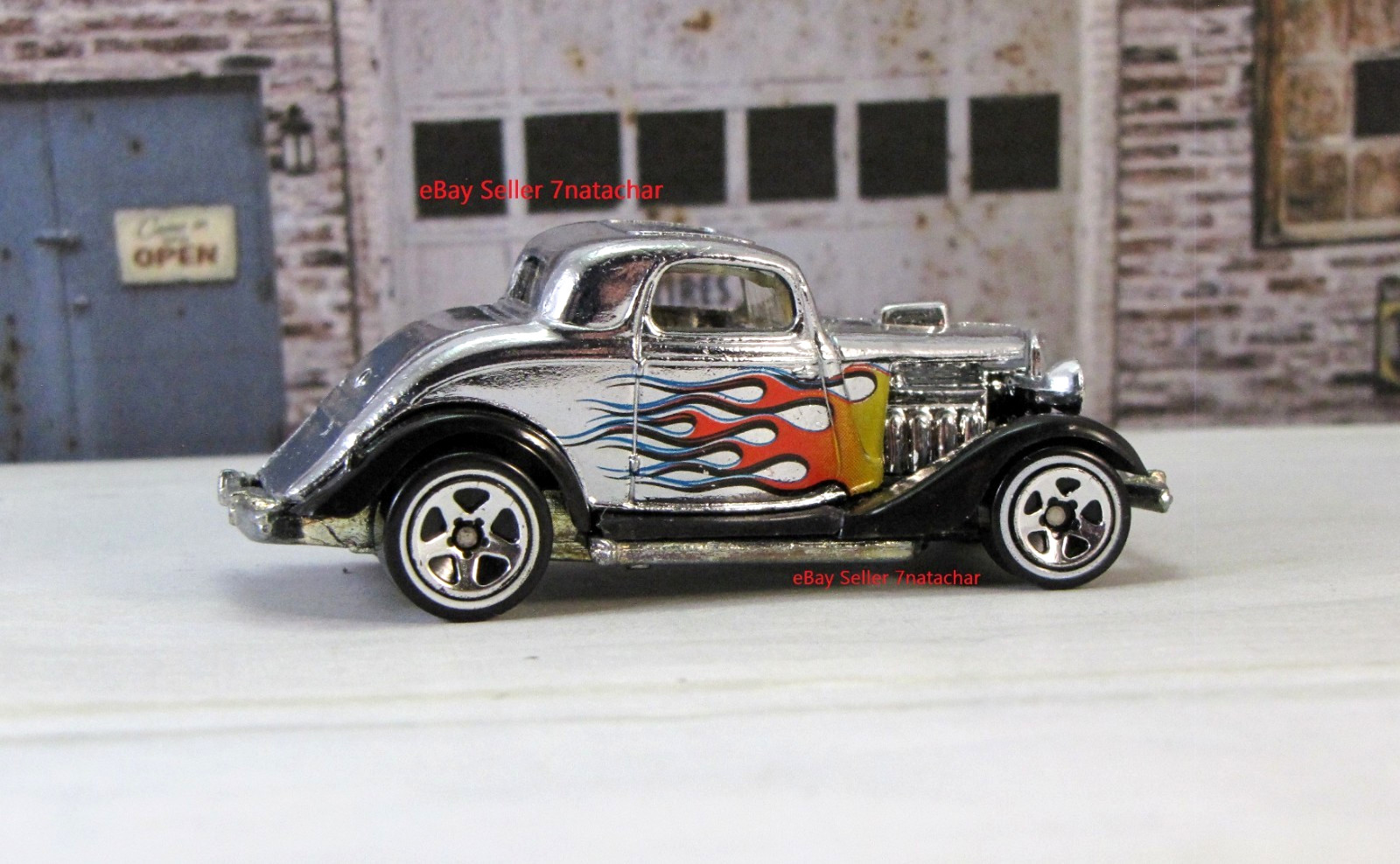 1934 Ford Coupe Flathead V8 Hot Rod Metal Model Collectible Car Silver J