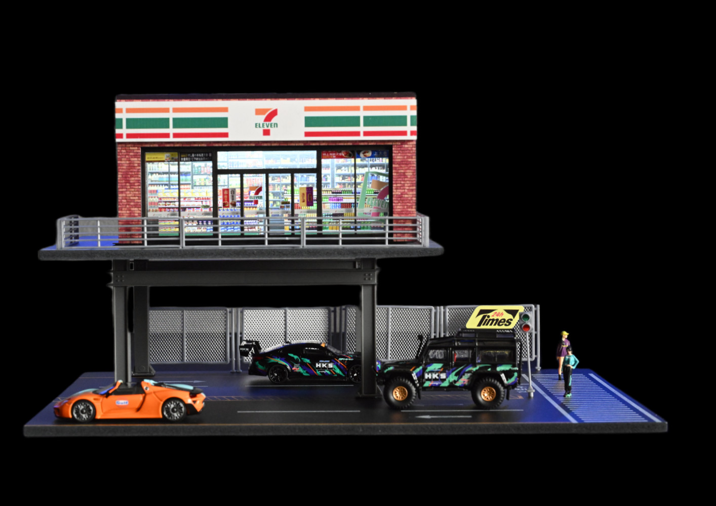 US Diorama 1:64 Die-Cast Car Garage Model City Street Repair Building Gift Scene