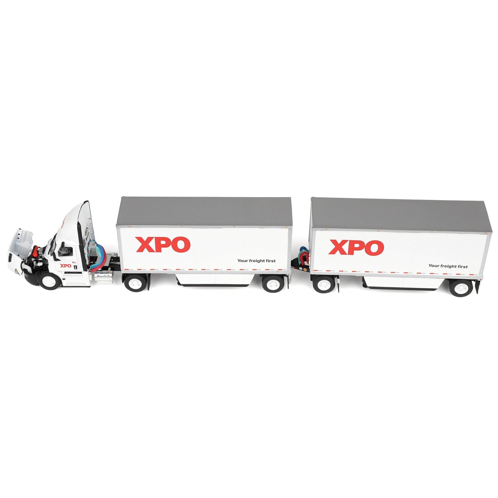DCP 1/64 XPO Freightliner Cascadia Semi Truck Pup Trailers USA Version 60-1808