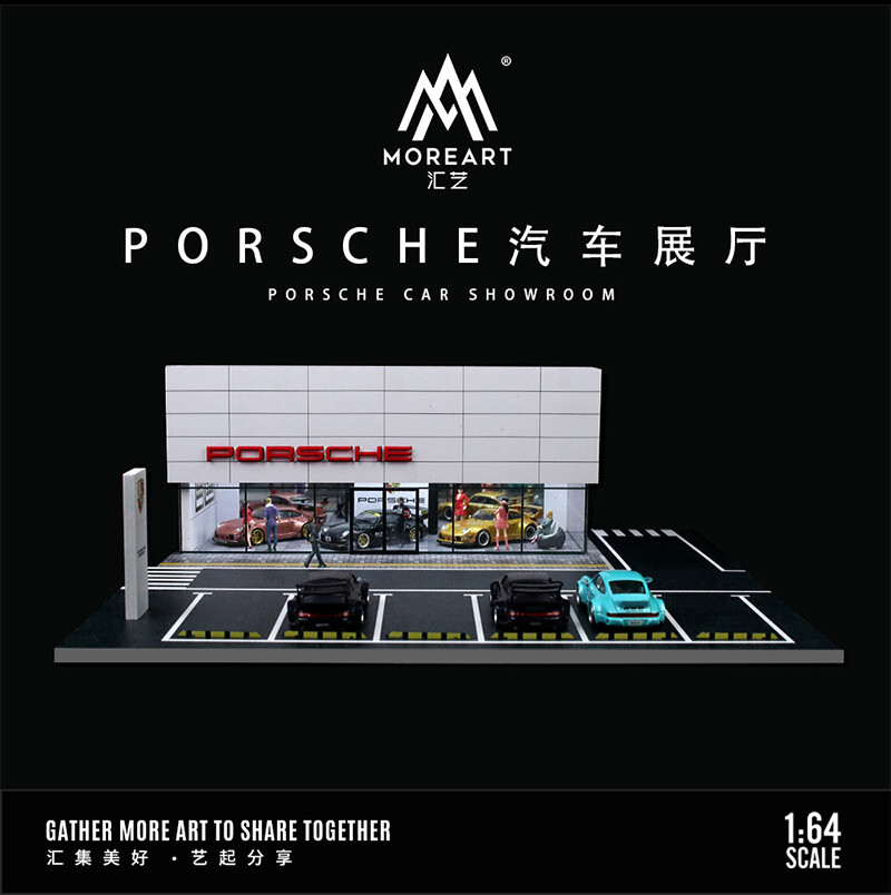 1/64 Diorama Parking Lot Model LED Lighting Car Garage Scene Building Model US