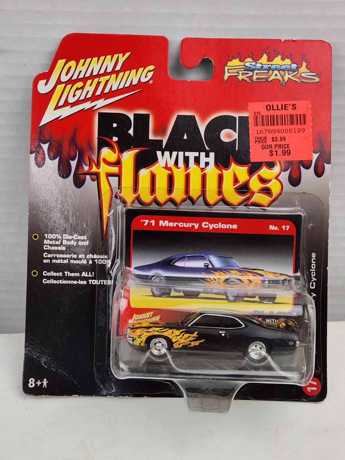 Johnny Lightning ’71 Mercury Cyclone Black with Flames Vtg 2005 Street Freaks