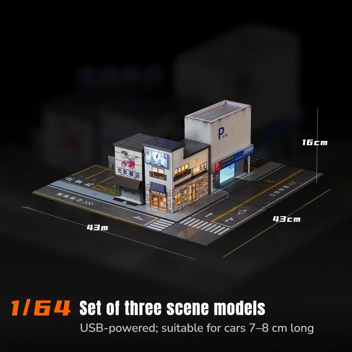 Diorama 1/64 Diecast Car Garage W/LED Parking Lot Factory Scene Display Model US