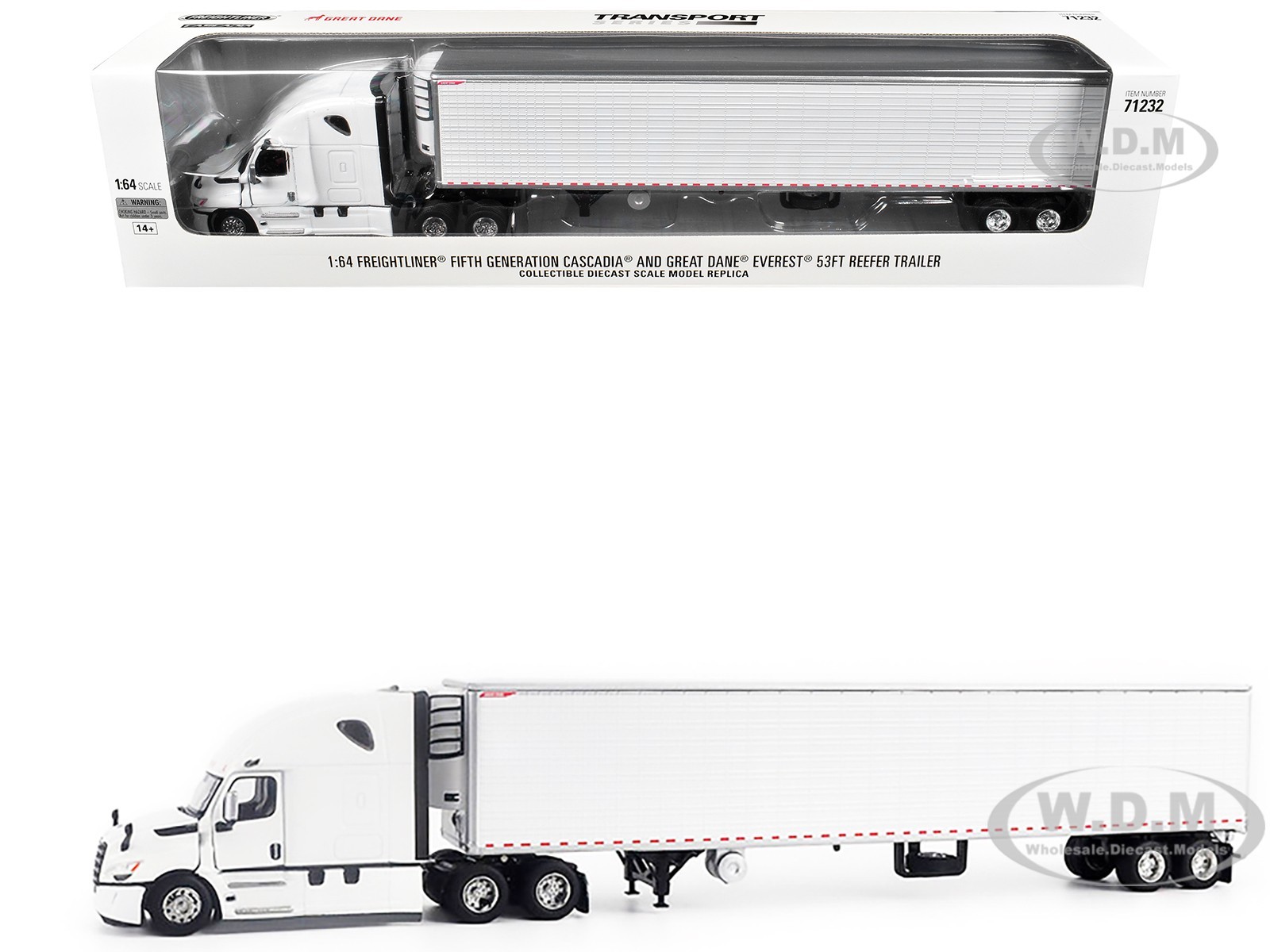 2025 FREIGHTLINER CASCADIA GEN-5 & TRAILER WHITE 1/64 BY DIECAST MASTERS 71232