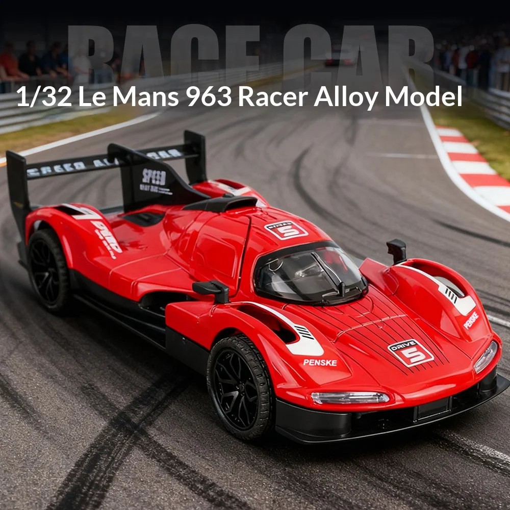 1:32 Porsche 963 alloy racing car model simulation sound and light suitable