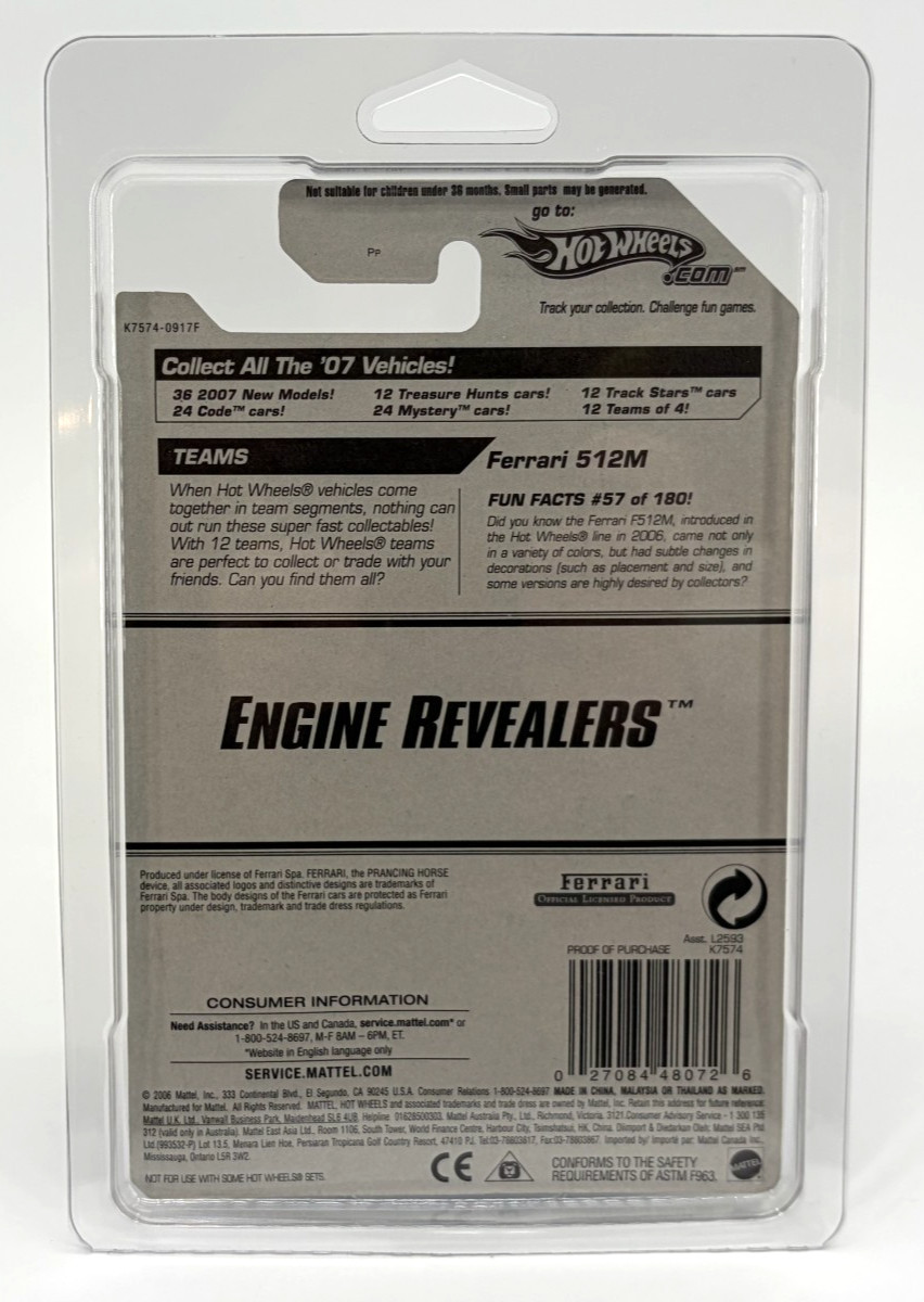 Hot Wheels 2007 Engine Revealers 10 of 04 Ferrari 512M 2007 057/180 1:64