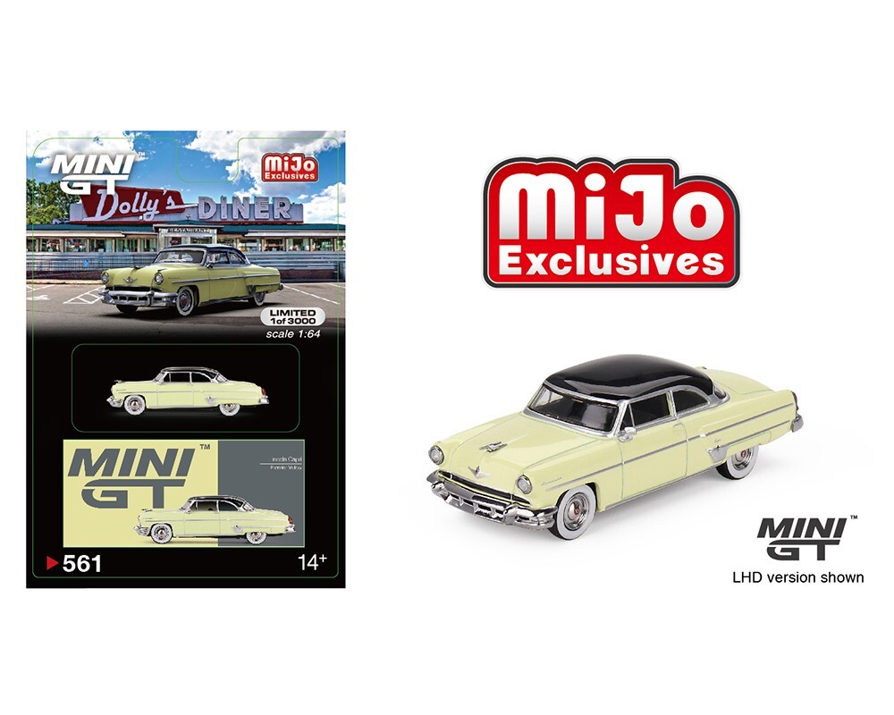 Mini GT 1:64 1954 Lincoln Capri Premier Yellow Mijo Exclusives MGT00561 Diecast