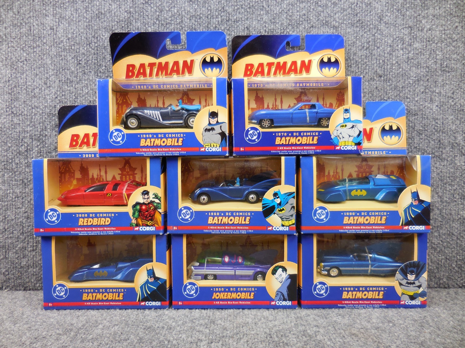 Sealed (8) Corgi Batmobile 1:43 Batman 1940’s 1950’s 1960’s 1970’s 1990’s 2000