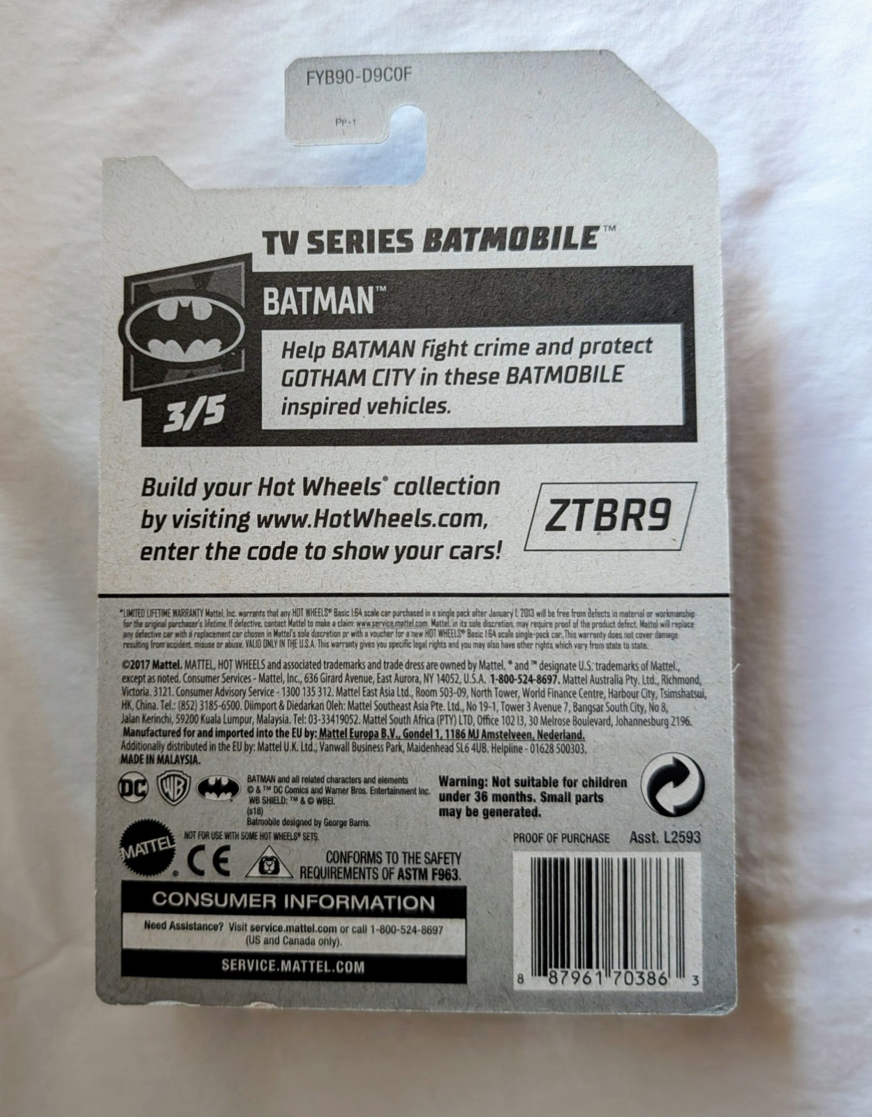 Hot Wheels Classic TV Series Batmobile Silver 2019 HW Batman 3/5 118/250 FYB90