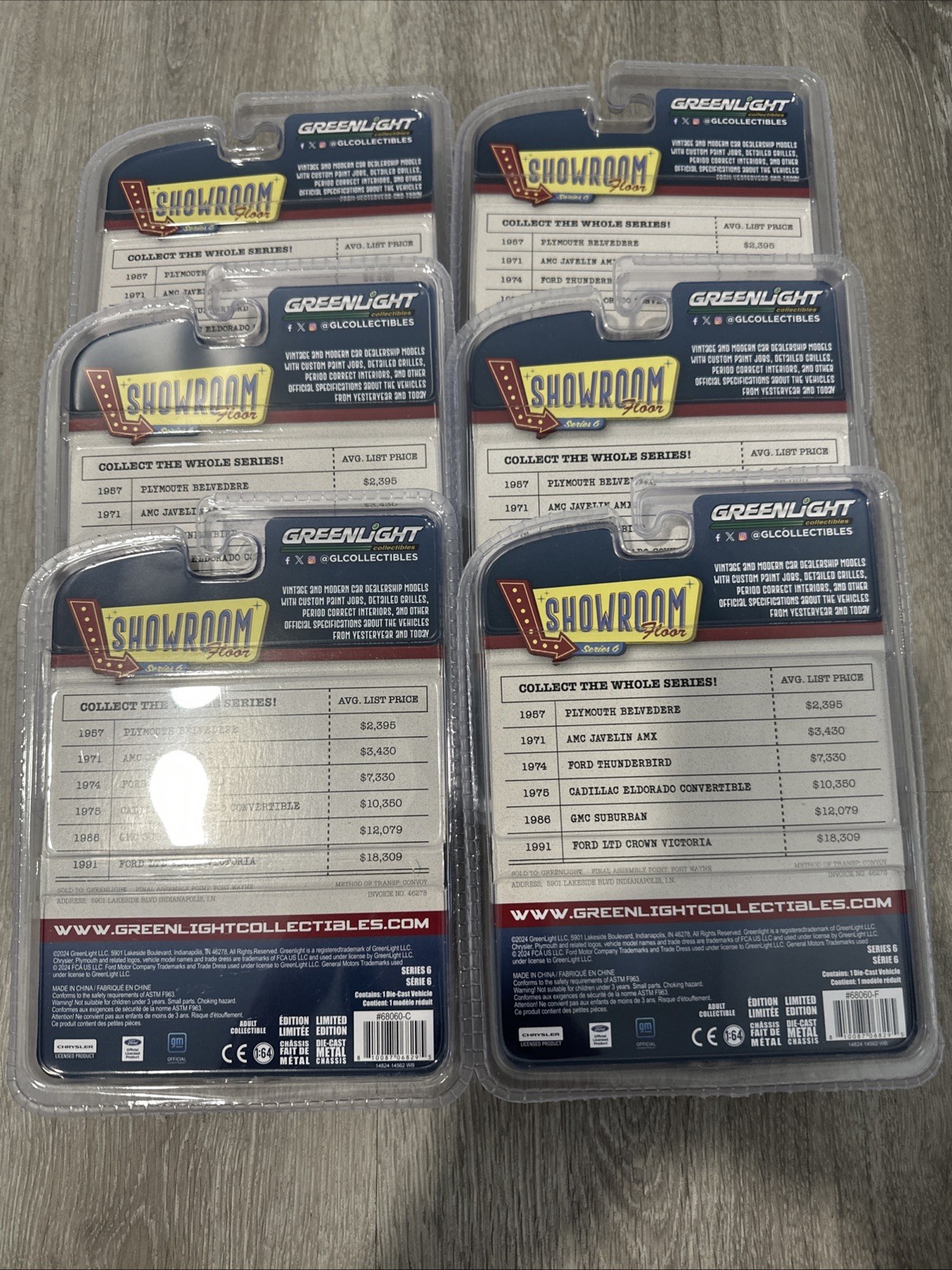 Showroom Floor Series 6 SET OF 6 Diecast 1:64 Scale Models Greenlight Chase RARE