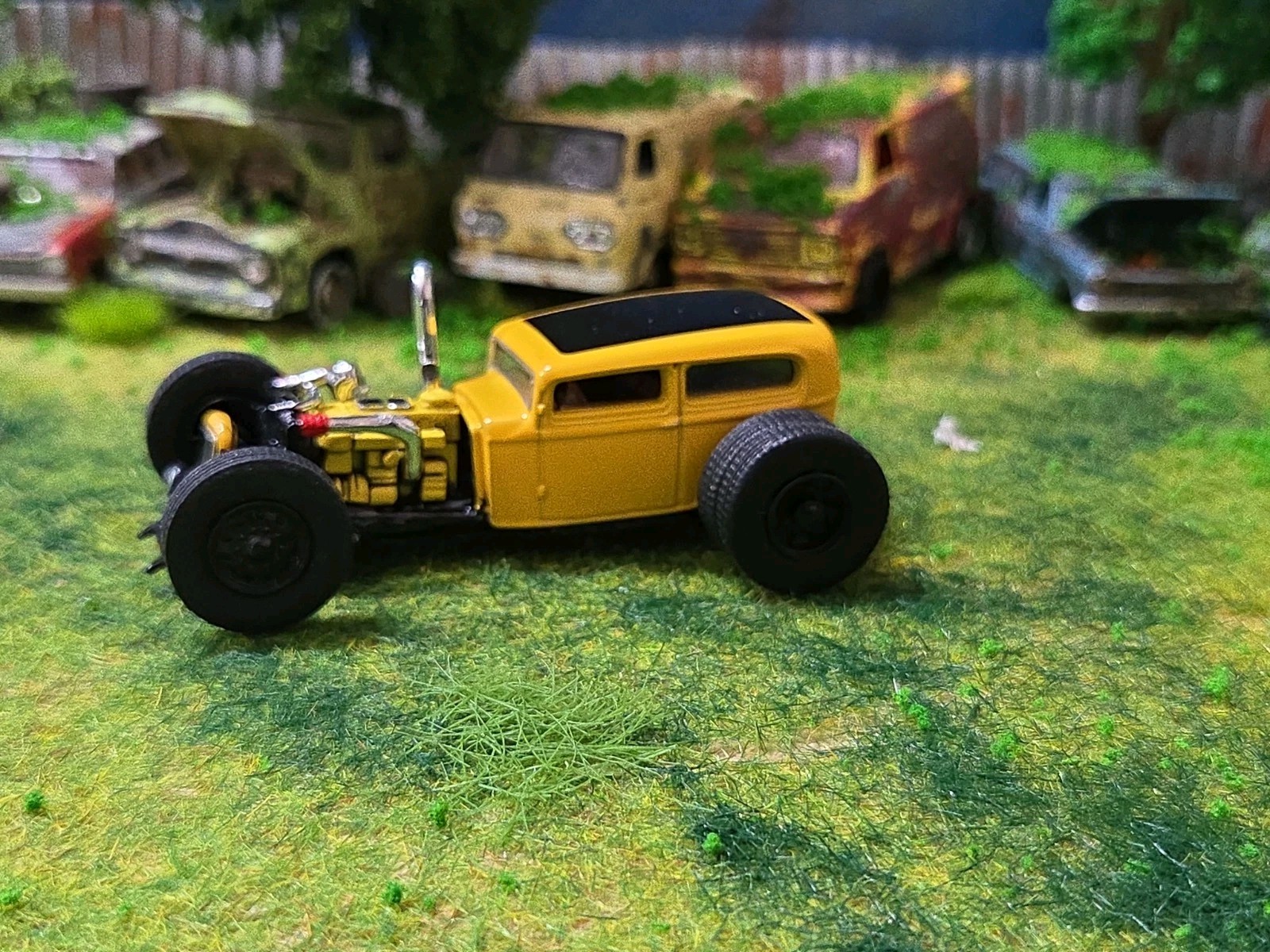 Custom 1:64 street Rat Rod lowered hot FORD chopped panel paddy wagon HotWheels