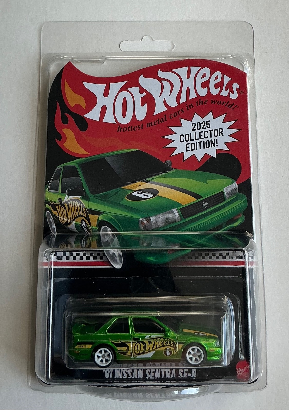 2025 Hot Wheels Kroger Mail-In ’91 Nissan Sentra SE-R green with protector