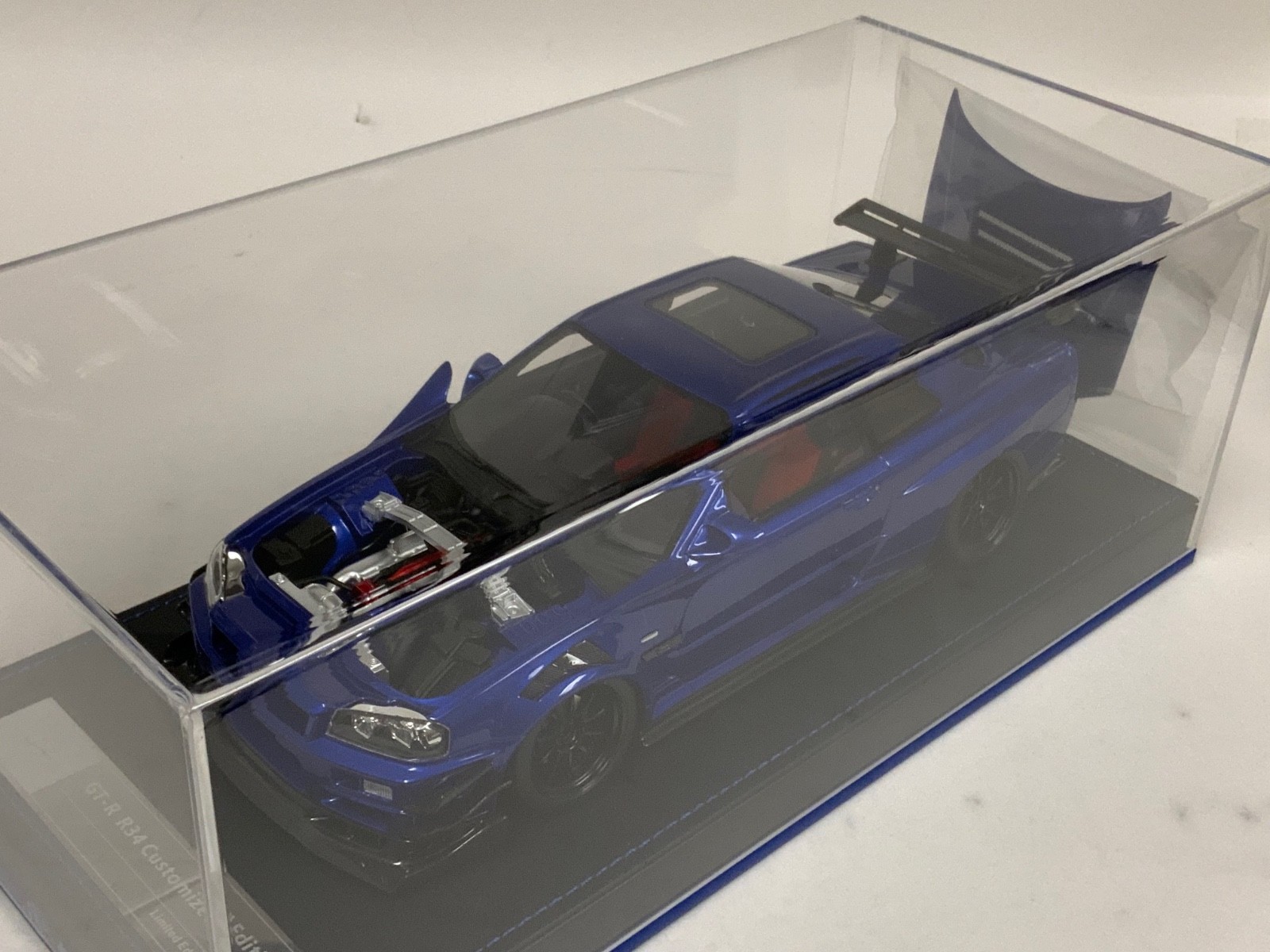 1/18 IVY Nissan R34 customized with Full Engine Blue leather base 20 pieces