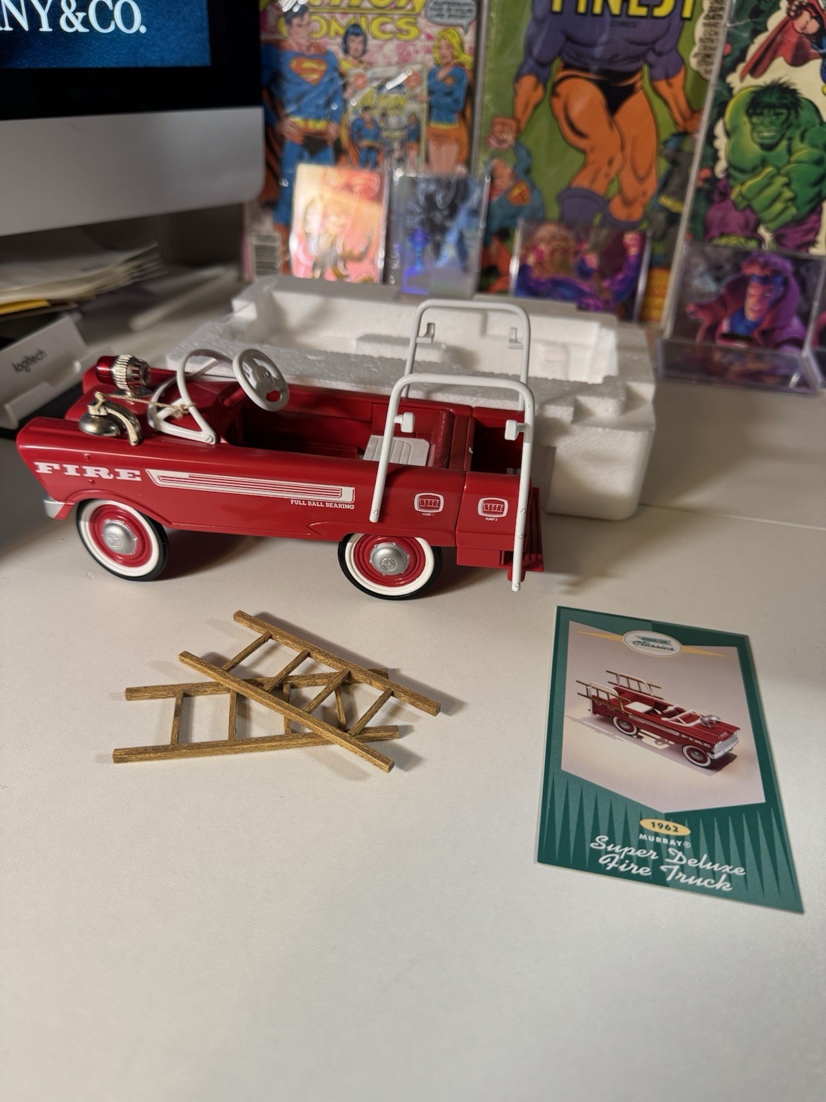 Hallmark Kiddie Car Classics 1962 Murray Super Deluxe Fire Truck Red/White Case