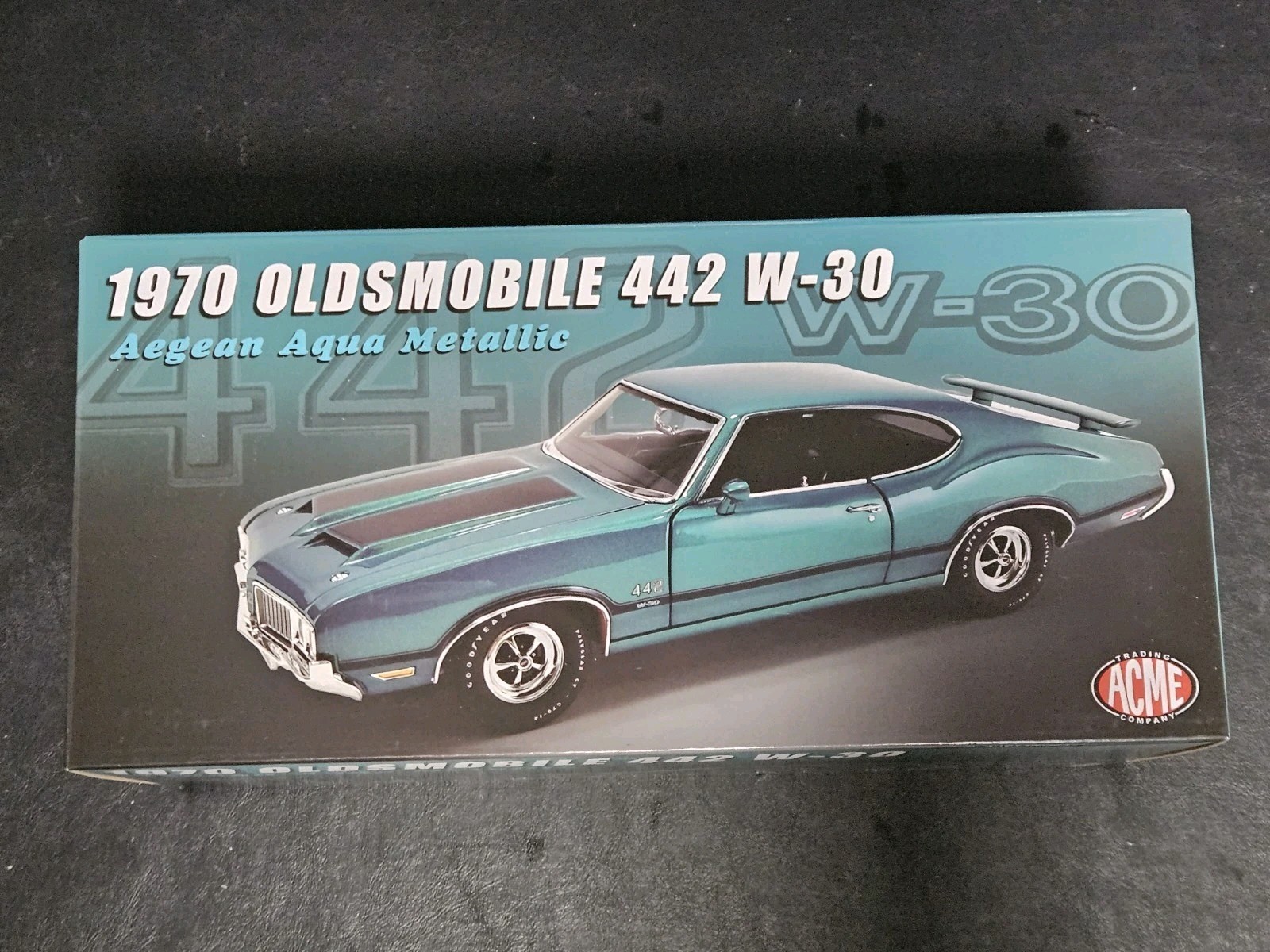 ACME 1:18 SCALE 1970 OLDSMOBILE 442 W-30 IN AEGEAN AQUA METALLIC A1805627. NEW!!