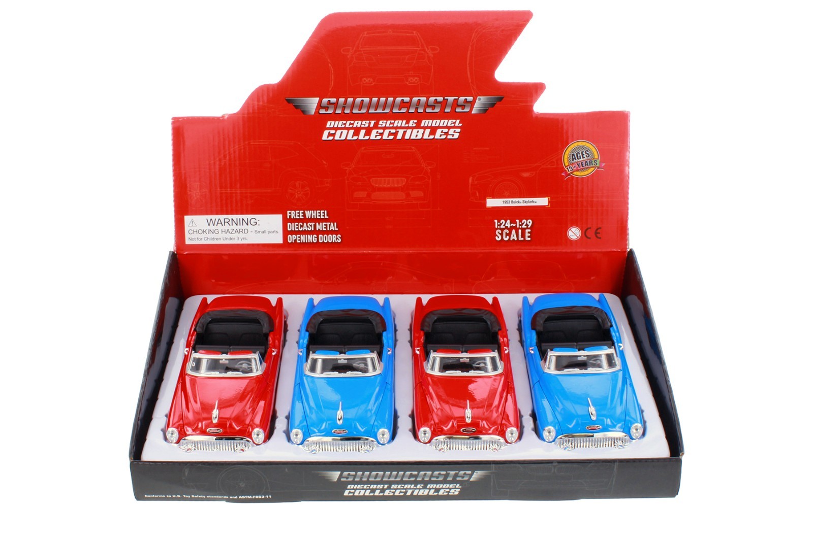 BOX OF 4 1953 BUICK SKYLARK CONVERTIBLE/SOFT TOP 1/24 DIECAST SHOWCASTS24027C/4D