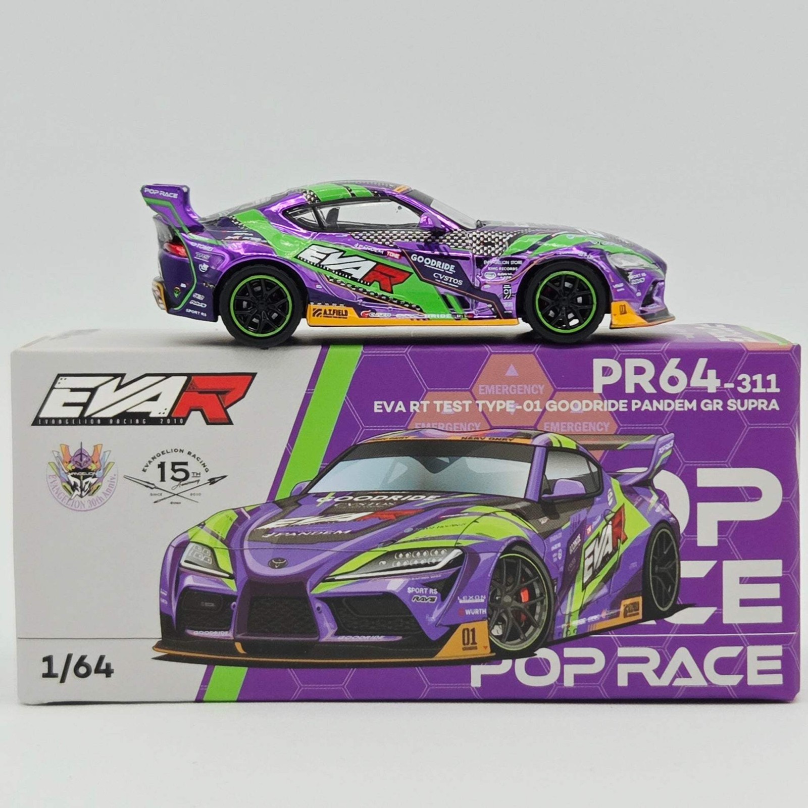 Pop Race Toyota GR Supra EVA RT Test Type-01 Goodride Pandem – 1:64 (2026)