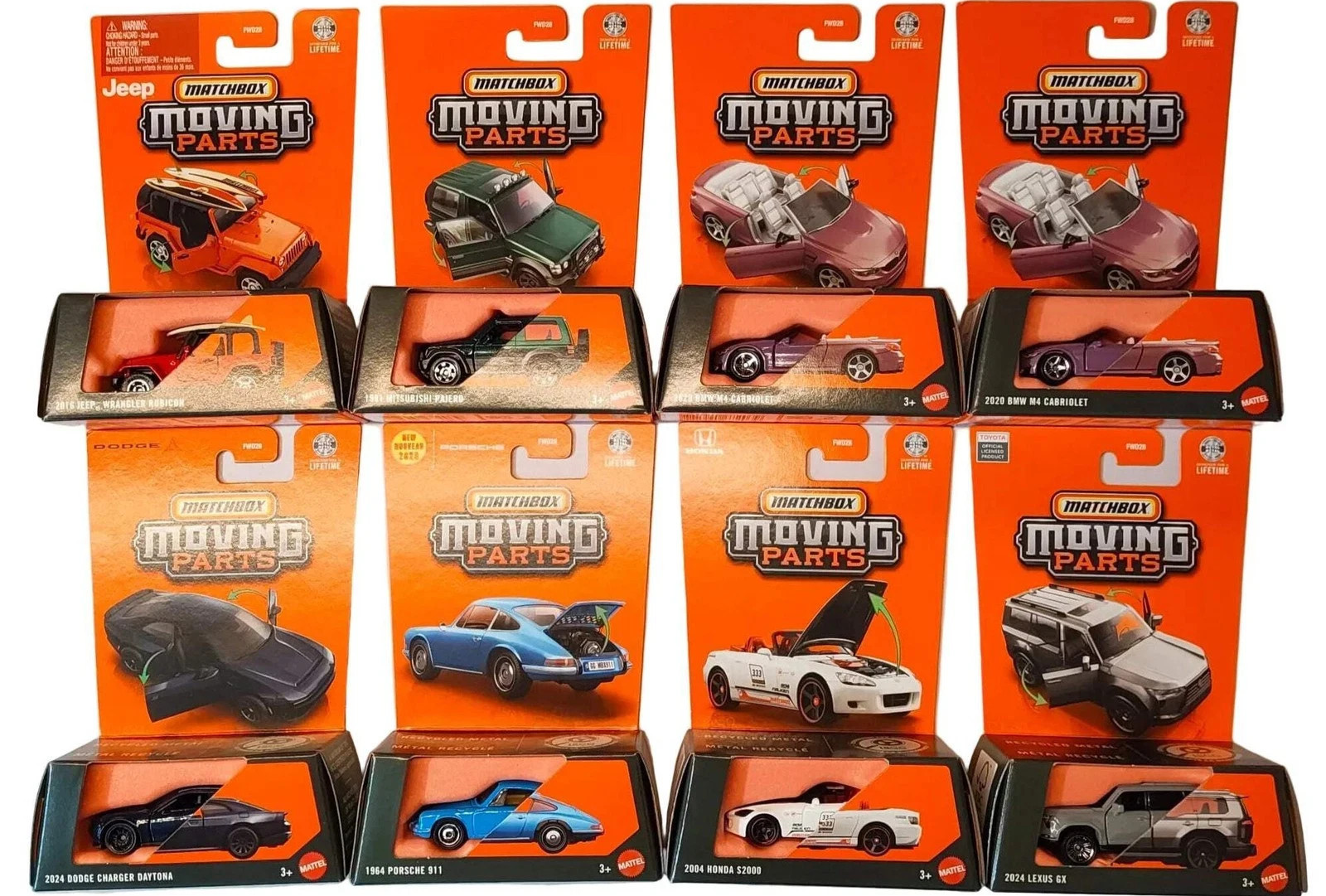 MATCHBOX MOVING PARTS – FACTORY CASE FWD28-978J – 8 CARS – CASE J