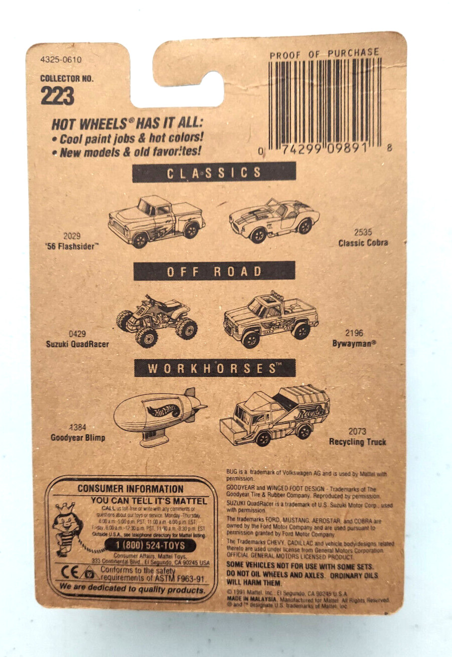 1991 Hot Wheels METALIC RED BAJA BUG Blue Card 223 New Paint New in Box Vintage