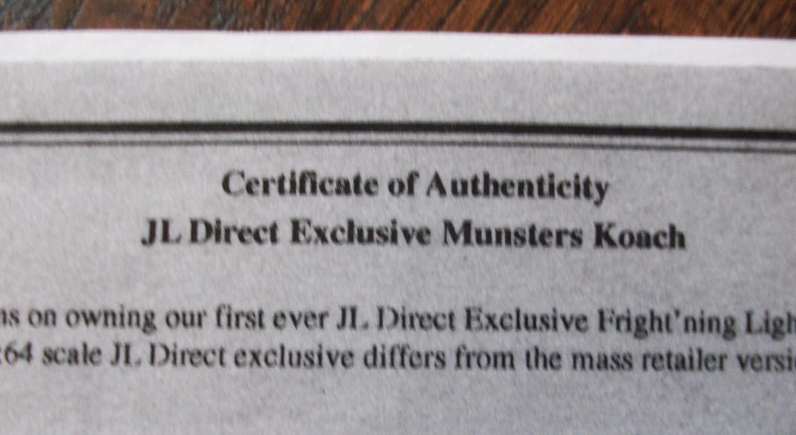 MUNSTERS KOACH COACH LIMITED EDITION “JL DIRECT EXCLUSIVE” + COA GEORGE BARRIS