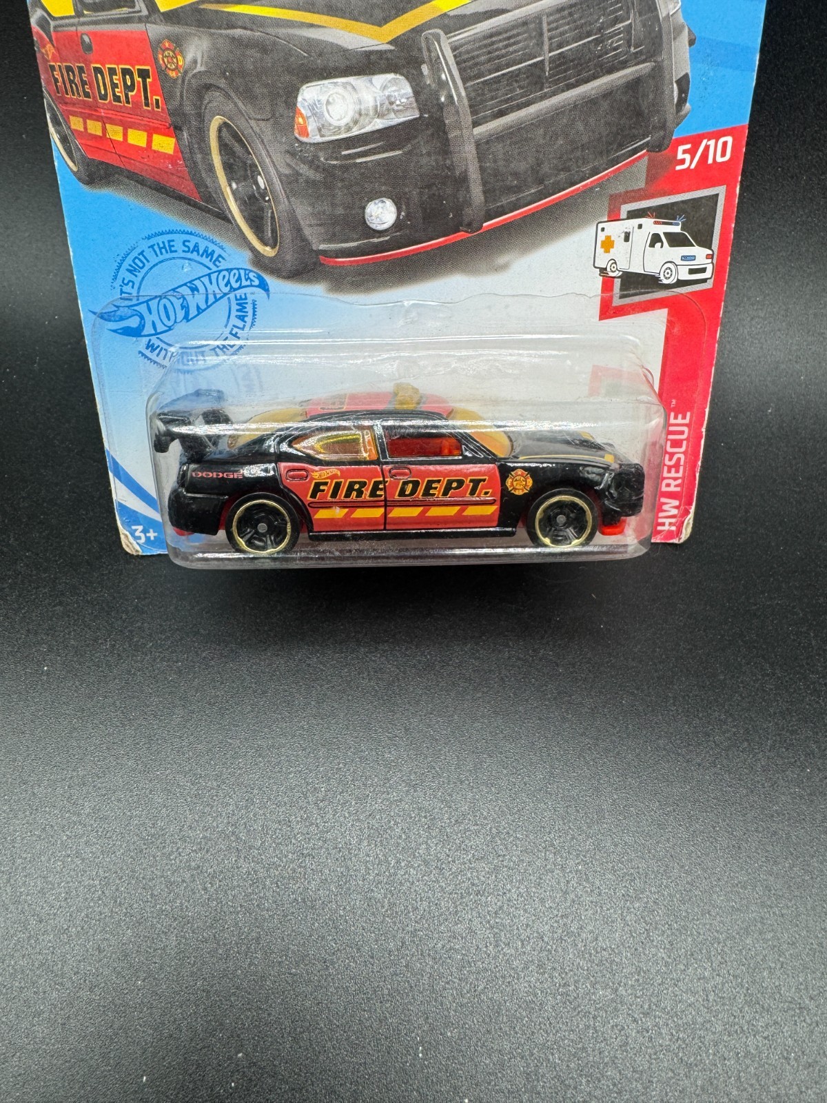 Hot Wheels HW Rescue 5/10 Dodge Charger Drift 216/250 Fire Dept. Black F4