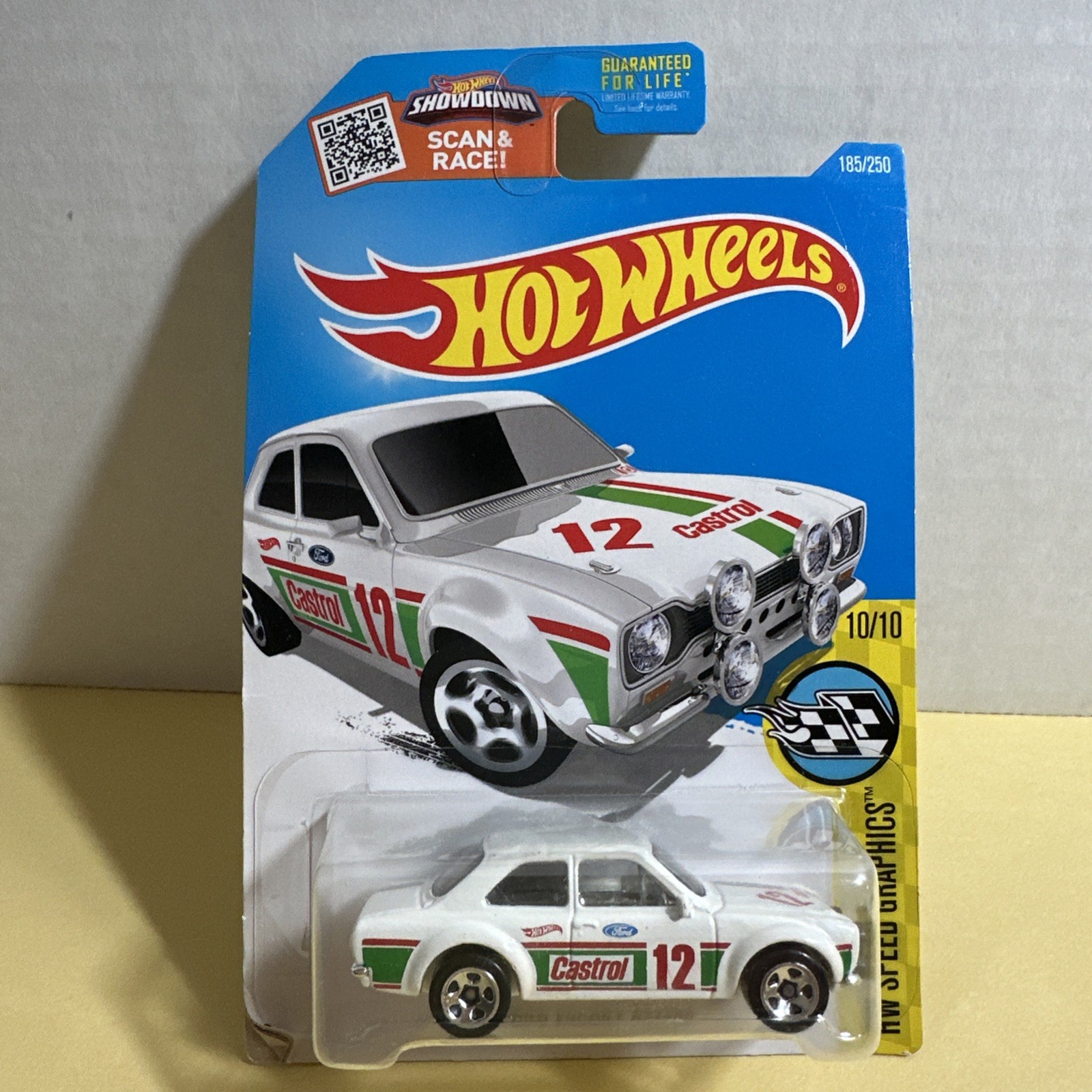 Hot Wheels 2016 Release 1970 Ford Escort Racing White #185/250 new (bent corner)
