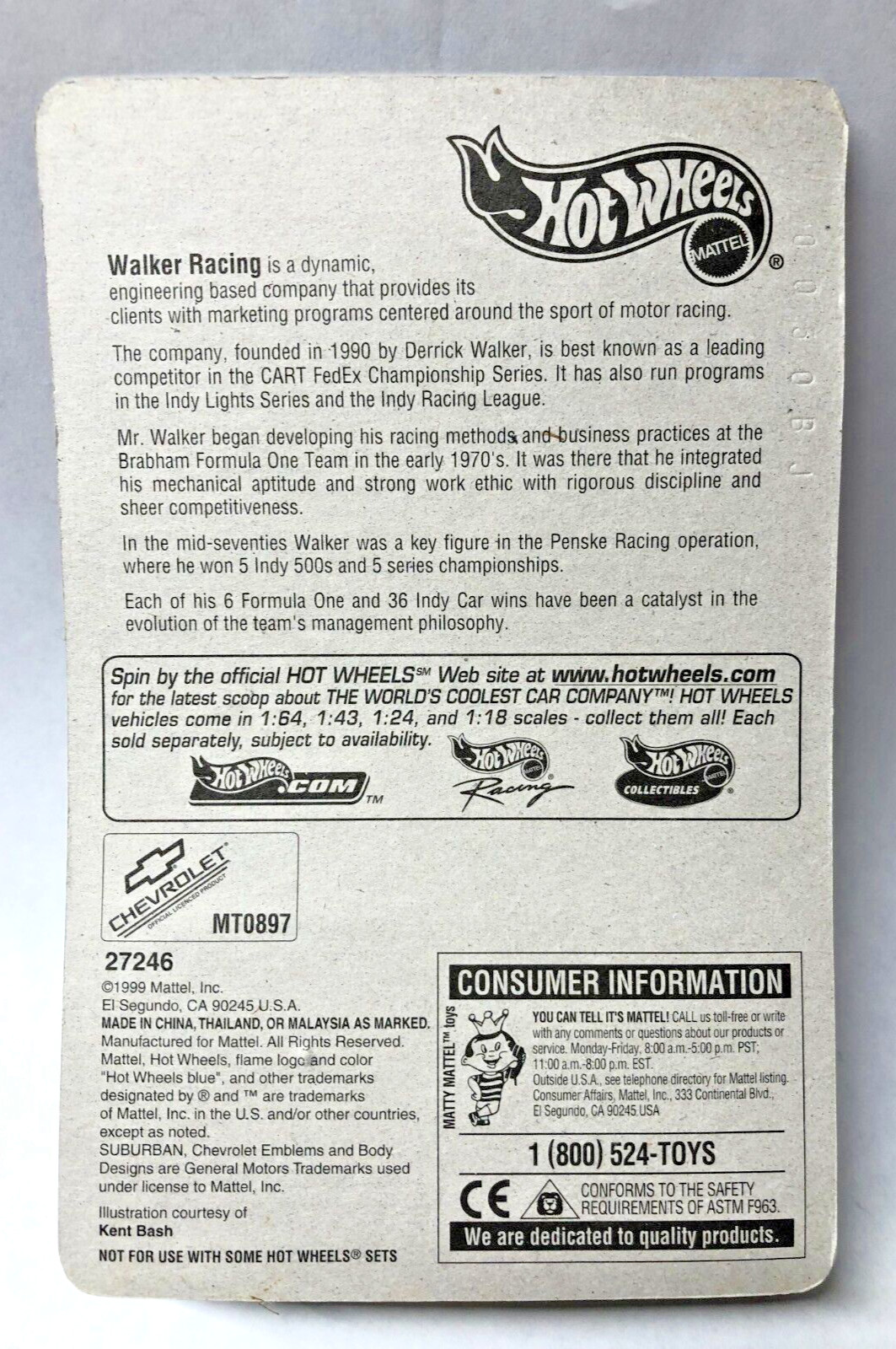 WALKER RACING SUBURBAN 1999 exclusive special edition hot wheels NEW