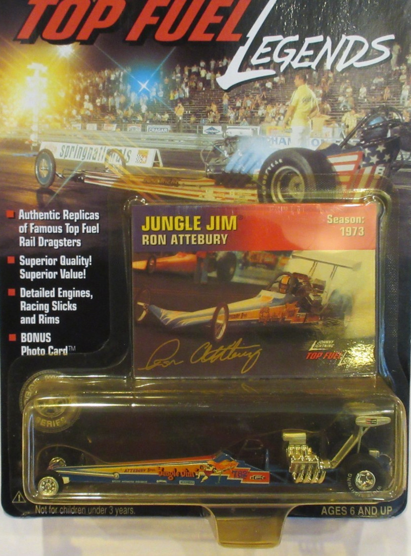 JOHNNY WHITE LIGHTNING NHRA DRAG RACING LEGENDS JUNGLE JIM ’73 TOP FUEL DRAGSTER