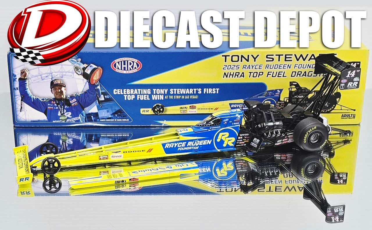 TONY STEWART 2025 RAYCE RUDEEN NHRA TOP FUEL DRAGSTER 1:24 AUTO WORLD DIECAST