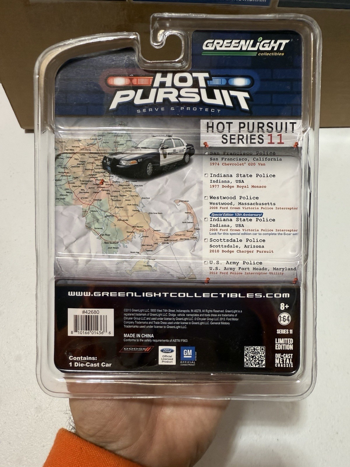 Hot Pursuit Westwood Police 2008 Ford Crown Victoria Interceptor 1/64 Series 11