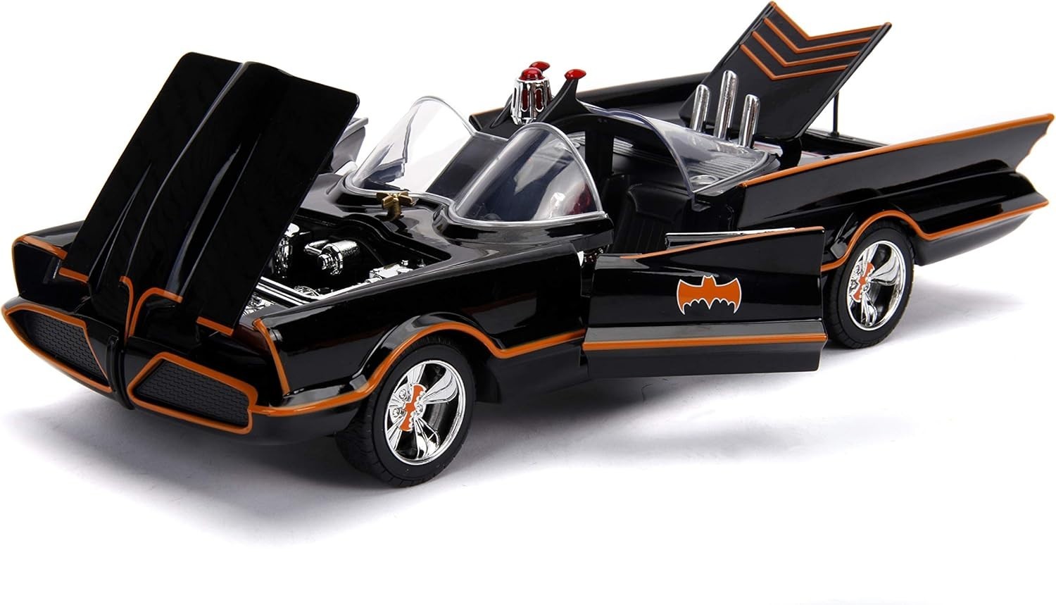 1:18 1966 Batmobile Light-Up Die-cast Car with Batman & Robin Figures