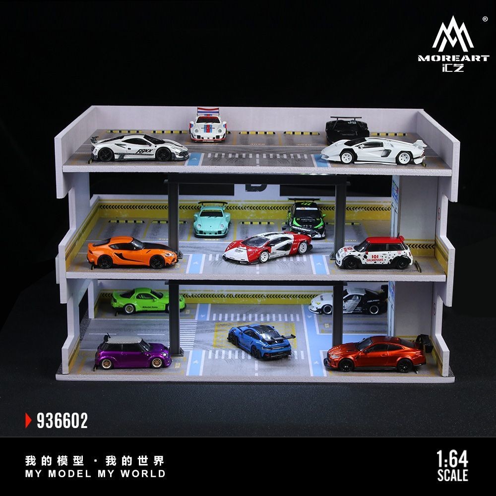 Diorama 1:64 Diorama Multi-Layer Garage LED Lighting Model Car Display Case