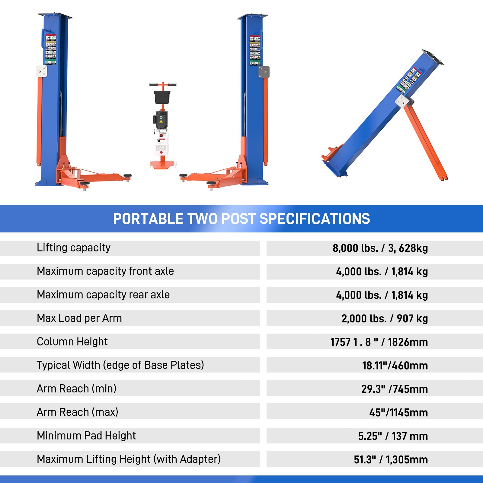8000 LBS Two Post Hydraulic Car Lift Portable Auto Vehicle Hoist US Stock